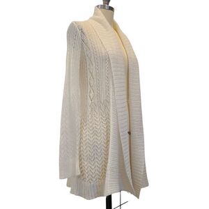 Jones NY Wool Mohair‎ Blend Open Knit Cardigan Sweater lvory Medium Fairy